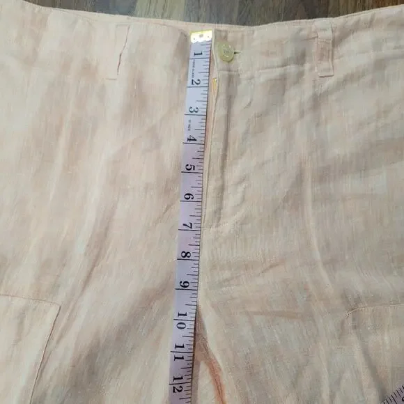 Lauren Ralph Lauren Fully Lined 100% Linen Mid Rise Crop Ankle Cargo Pants